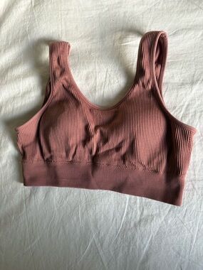Aerie Seamless Ribbed Scoop Neck Bralette – Blush